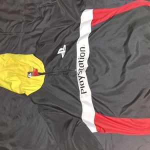 Playstation Windbreaker Hoodie Black Yellow Red Large Jacket Pullover